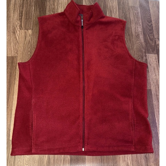 Woolrich Mens Fleece Vest Burgundy Red Full Zip Sleeveless XL/TG - Picture 1 of 4
